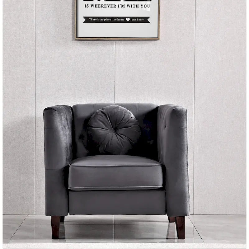 Fauteuil d'appoint Chesterfield en velours multicolore avec design plissé et pieds en bois – 1 personne