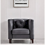 Fauteuil d'appoint Chesterfield en velours multicolore avec design plissé et pieds en bois – 1 personne