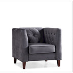 Fauteuil d'appoint Chesterfield en velours multicolore avec design plissé et pieds en bois – 1 personne