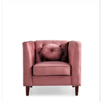 Fauteuil d'appoint Chesterfield en velours multicolore avec design plissé et pieds en bois – 1 personne