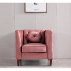 Fauteuil d'appoint Chesterfield en velours multicolore avec design plissé et pieds en bois – 1 personne