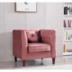 Fauteuil d'appoint Chesterfield en velours multicolore avec design plissé et pieds en bois – 1 personne