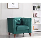 Fauteuil d'appoint Chesterfield en velours multicolore avec design plissé et pieds en bois – 1 personne