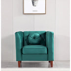 Fauteuil d'appoint Chesterfield en velours multicolore avec design plissé et pieds en bois – 1 personne