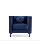 Fauteuil d'appoint Chesterfield en velours multicolore avec design plissé et pieds en bois – 1 personne