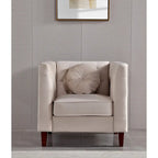 Fauteuil d'appoint Chesterfield en velours multicolore avec design plissé et pieds en bois – 1 personne