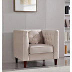 Fauteuil d'appoint Chesterfield en velours multicolore avec design plissé et pieds en bois – 1 personne