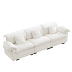 Canapé modulaire 4 places en velours vert/blanc/sable/bleu avec rangement caché – 4 personnes