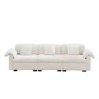 Canapé modulaire 4 places en velours vert/blanc/sable/bleu avec rangement caché – 4 personnes