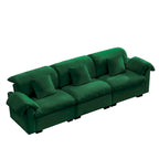 Canapé modulaire 4 places en velours vert/blanc/sable/bleu avec rangement caché – 4 personnes