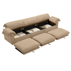 Canapé modulaire 4 places en velours vert/blanc/sable/bleu avec rangement caché – 4 personnes