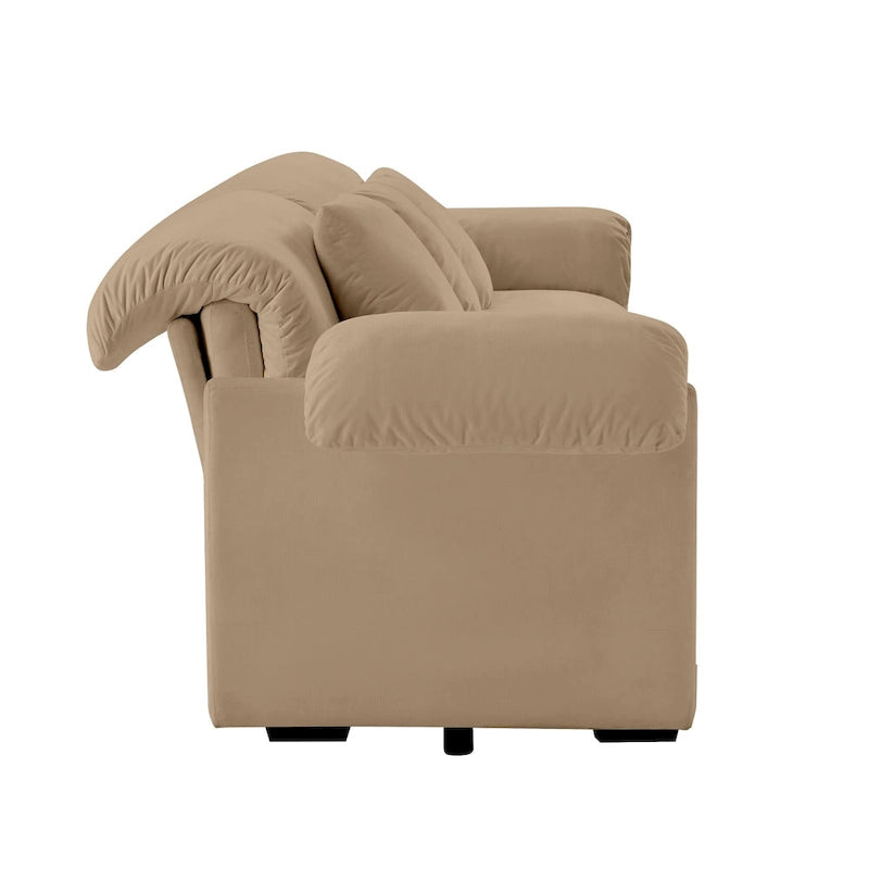 Canapé modulaire 4 places en velours vert/blanc/sable/bleu avec rangement caché – 4 personnes
