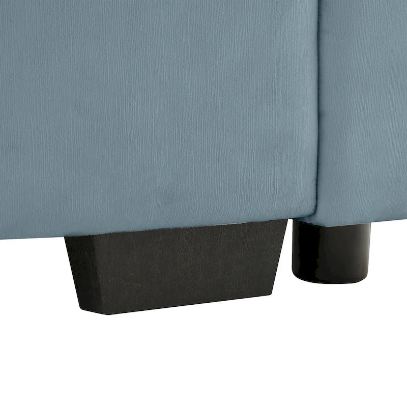 Canapé modulaire 4 places en velours vert/blanc/sable/bleu avec rangement caché – 4 personnes