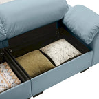 Canapé modulaire 4 places en velours vert/blanc/sable/bleu avec rangement caché – 4 personnes