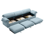 Canapé modulaire 4 places en velours vert/blanc/sable/bleu avec rangement caché – 4 personnes