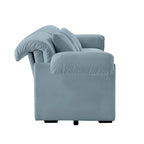 Canapé modulaire 4 places en velours vert/blanc/sable/bleu avec rangement caché – 4 personnes
