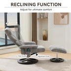 Fauteuil inclinable pivotant à 360° en chenille grise avec ottoman, massage, chauffage et télécommande – 1 personne