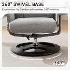 Fauteuil inclinable pivotant à 360° en chenille grise avec ottoman, massage, chauffage et télécommande – 1 personne