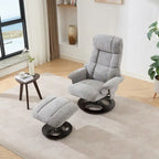 Fauteuil inclinable pivotant à 360° en chenille grise avec ottoman, massage, chauffage et télécommande – 1 personne