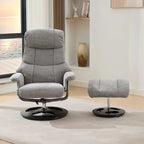 Fauteuil inclinable pivotant à 360° en chenille grise avec ottoman, massage, chauffage et télécommande – 1 personne