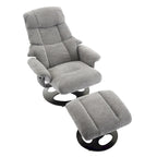 Fauteuil inclinable pivotant à 360° en chenille grise avec ottoman, massage, chauffage et télécommande – 1 personne
