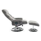 Fauteuil inclinable pivotant à 360° en chenille grise avec ottoman, massage, chauffage et télécommande – 1 personne