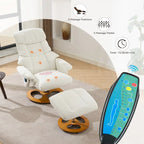 Fauteuil inclinable pivotant à 360° en chenille grise avec ottoman, massage, chauffage et télécommande – 1 personne