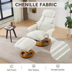 Fauteuil inclinable pivotant à 360° en chenille grise avec ottoman, massage, chauffage et télécommande – 1 personne