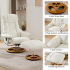 Fauteuil inclinable pivotant à 360° en chenille grise avec ottoman, massage, chauffage et télécommande – 1 personne