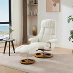 Fauteuil inclinable pivotant à 360° en chenille grise avec ottoman, massage, chauffage et télécommande – 1 personne