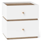 Table de chevet moderne naturel et blanc avec plateau à rebord surélevé – 2 ou 4 tiroirs, 1 personne