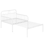 Lit de repos extensible en métal robuste blanc/noir avec balustrades et accoudoirs sculptés – S'étend jusqu'au format double – 1 personne