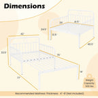 Lit de repos extensible en métal robuste blanc/noir avec balustrades et accoudoirs sculptés – S'étend jusqu'au format double – 1 personne