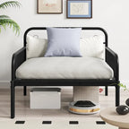 Lit de repos extensible en métal robuste blanc/noir avec balustrades et accoudoirs sculptés – S'étend jusqu'au format double – 1 personne