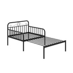 Lit de repos extensible en métal robuste blanc/noir avec balustrades et accoudoirs sculptés – S'étend jusqu'au format double – 1 personne
