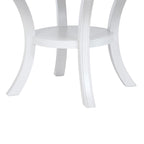 Table à manger ronde blanche de 137 cm avec pieds cannelés évasés et étagère inférieure – 4 à 6 personnes