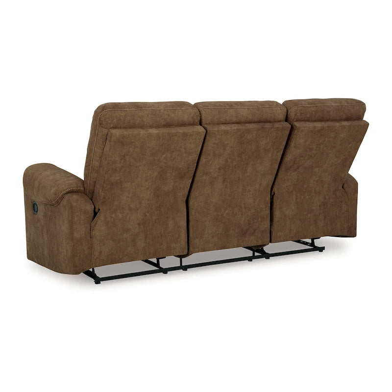 Canapé inclinable 3 places manuel à bascule en similicuir marron de 218 cm avec surpiqûres contrastantes – 3 personnes