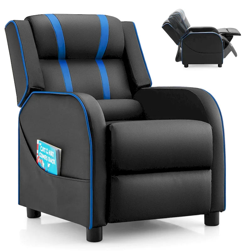 Gymax Kids Recliner Chair Ergonomic Leather Sofa Armchair w/Footrest