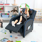Fauteuil inclinable pour enfants en cuir PU noir+rose / noir+blanc / noir+bleu / noir+rouge avec repose-pieds réglable – 1 place