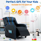 Fauteuil inclinable pour enfants en cuir PU noir+rose / noir+blanc / noir+bleu / noir+rouge avec repose-pieds réglable – 1 place