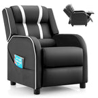 Fauteuil inclinable pour enfants en cuir PU noir+rose / noir+blanc / noir+bleu / noir+rouge avec repose-pieds réglable – 1 place
