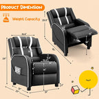 Fauteuil inclinable pour enfants en cuir PU noir+rose / noir+blanc / noir+bleu / noir+rouge avec repose-pieds réglable – 1 place