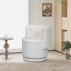 Fauteuil pivotant à 360° en tissu bouclé gris/beige/rose avec rangement dissimulé – 1 personne