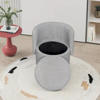 Fauteuil pivotant à 360° en tissu bouclé gris/beige/rose avec rangement dissimulé – 1 personne