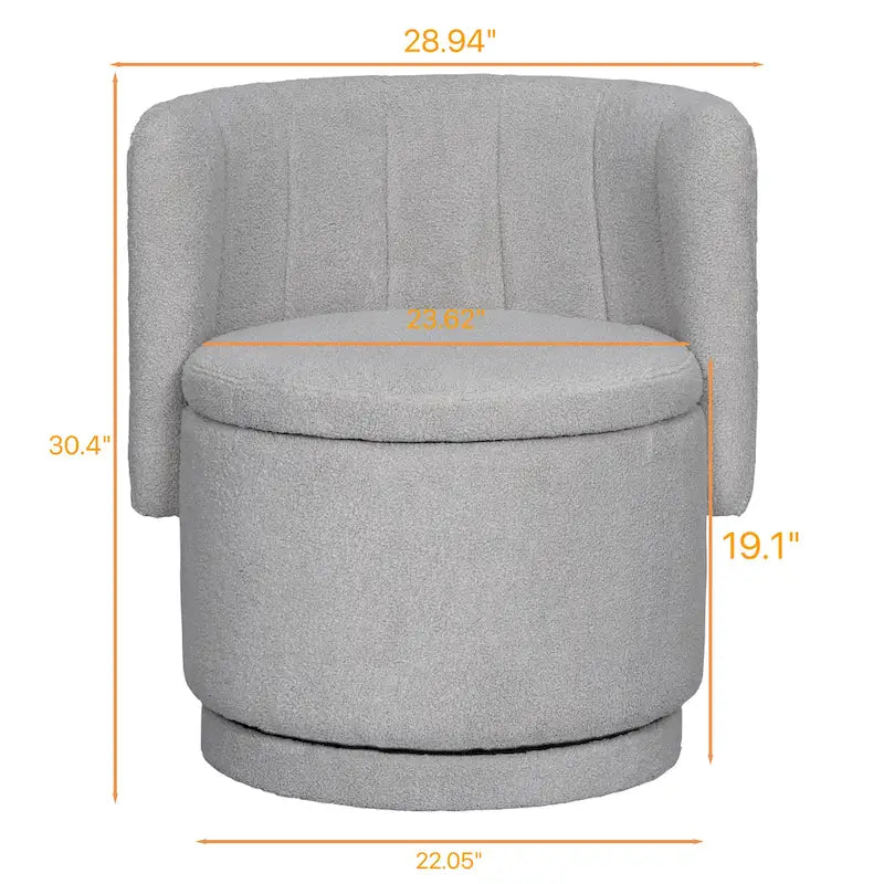 Fauteuil pivotant à 360° en tissu bouclé gris/beige/rose avec rangement dissimulé – 1 personne