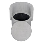 Fauteuil pivotant à 360° en tissu bouclé gris/beige/rose avec rangement dissimulé – 1 personne