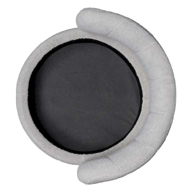 Fauteuil pivotant à 360° en tissu bouclé gris/beige/rose avec rangement dissimulé – 1 personne