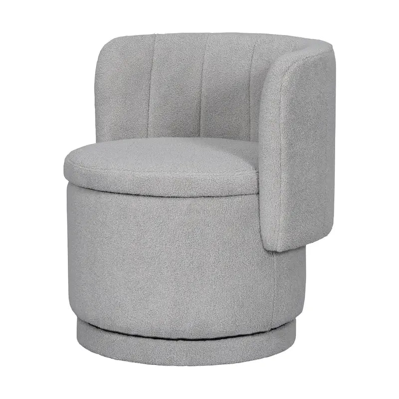 Fauteuil pivotant à 360° en tissu bouclé gris/beige/rose avec rangement dissimulé – 1 personne