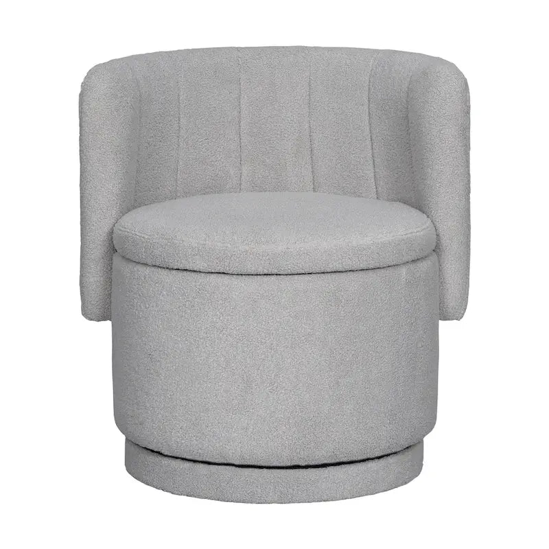Fauteuil pivotant à 360° en tissu bouclé gris/beige/rose avec rangement dissimulé – 1 personne