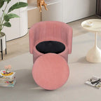 Fauteuil pivotant à 360° en tissu bouclé gris/beige/rose avec rangement dissimulé – 1 personne